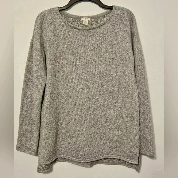 J. Crew B3497 Gray Cotton Wool Pullover Scoop Sweater Size Medium EUC - Picture 1 of 6